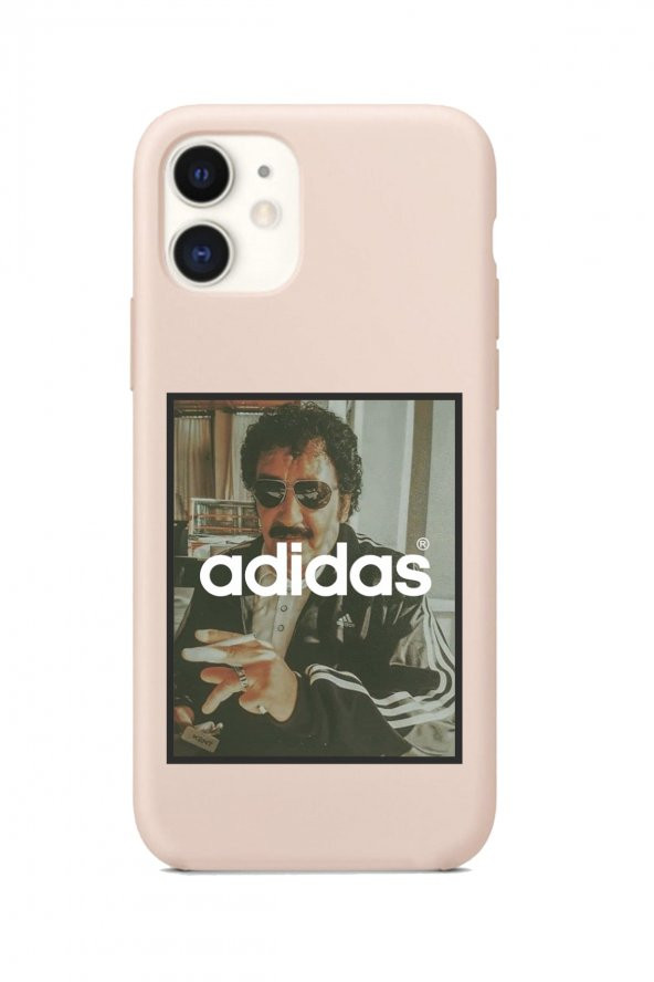 Iphone 11 Pembe Lansman Müslüm & Adidas Tasarımlı Dayanıklı Kılıf