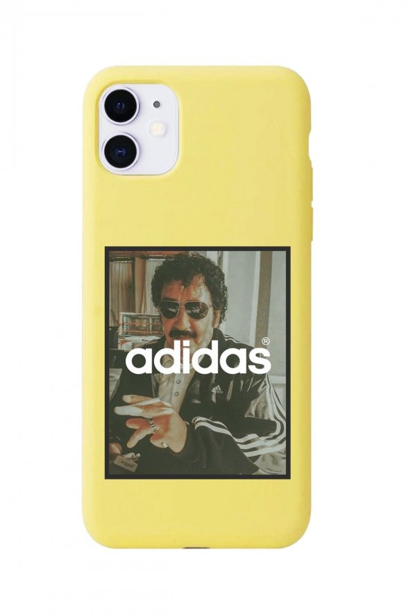 Iphone 11 Sarı Lansman Müslüm & Adidas Tasarımlı Dayanıklı Kılıf