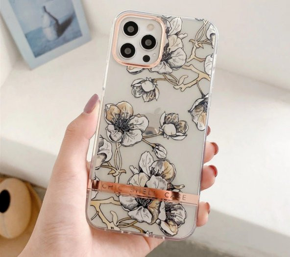 Apple iphone 11 Kılıf Çiçekli Chic Shell Case Şeffaf Kılıf Kapak