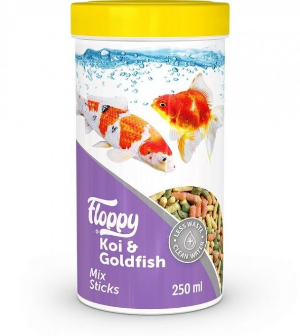 Floppy Koi & Goldfısh Mix Stıcks 250ml  Koi Ve Japon Balığı Yemi