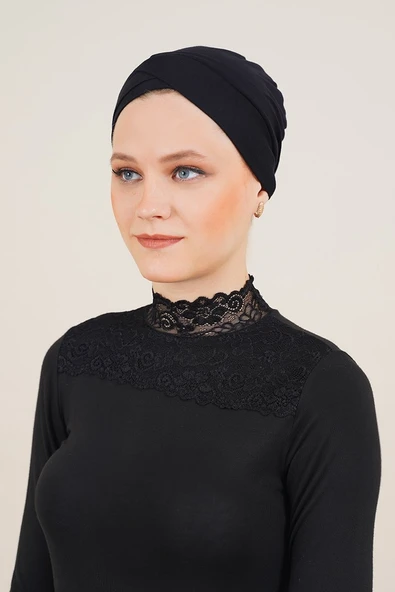 Çapraz Bantlı Siyah Bone - Resim 2