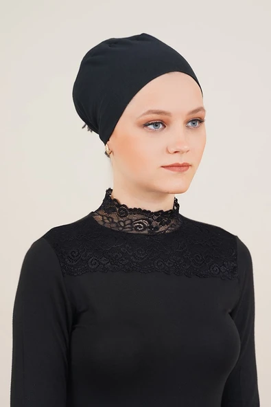 Dikişsiz Model Siyah Bone - Resim 3