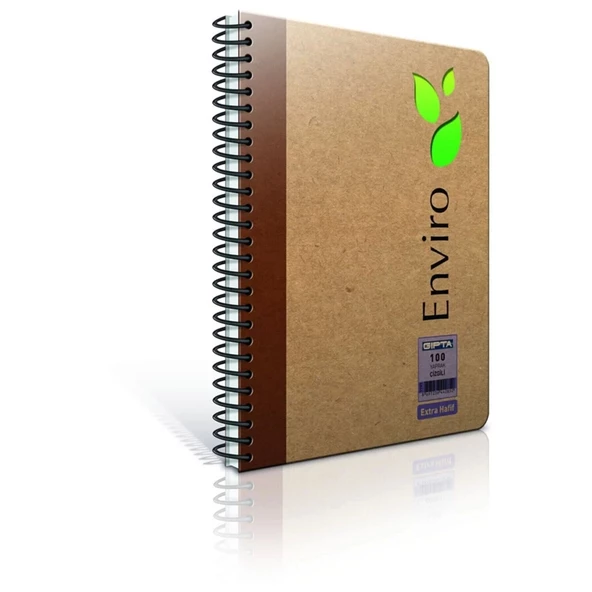 GIPTA ENVIRO SPİRAL KRAFT SERT KAPAKLI DEFTER (A4)-100 yaprak ( Çizgili )