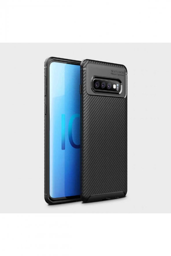 Galaxy S10 Plus Karbon Fiber Desenli Dayanıklı Kaliteli Kılıf