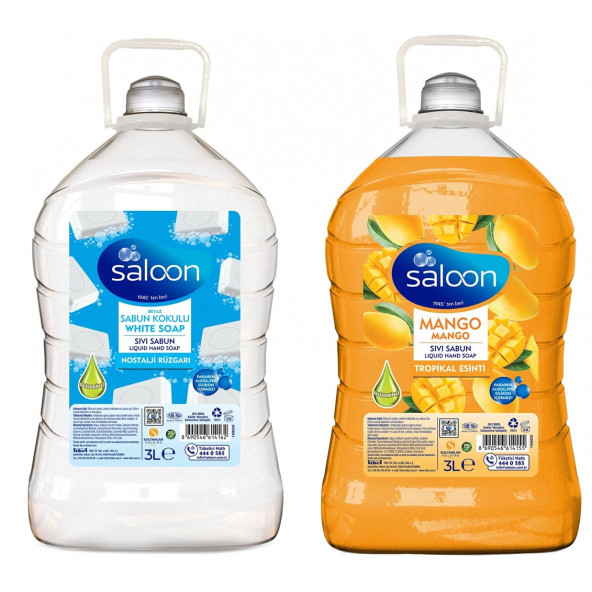 Saloon Sıvı Sabun Beyaz Sabun Kokulu 3 lt + Taze Mango 3 lt