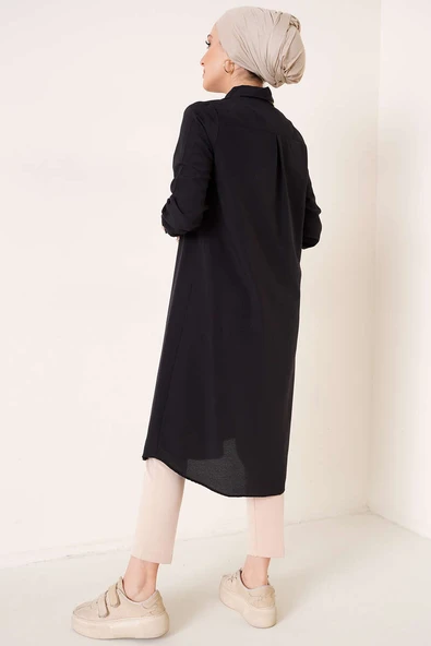 Uzun Model Klasik Yaka Siyah Tunik - 3