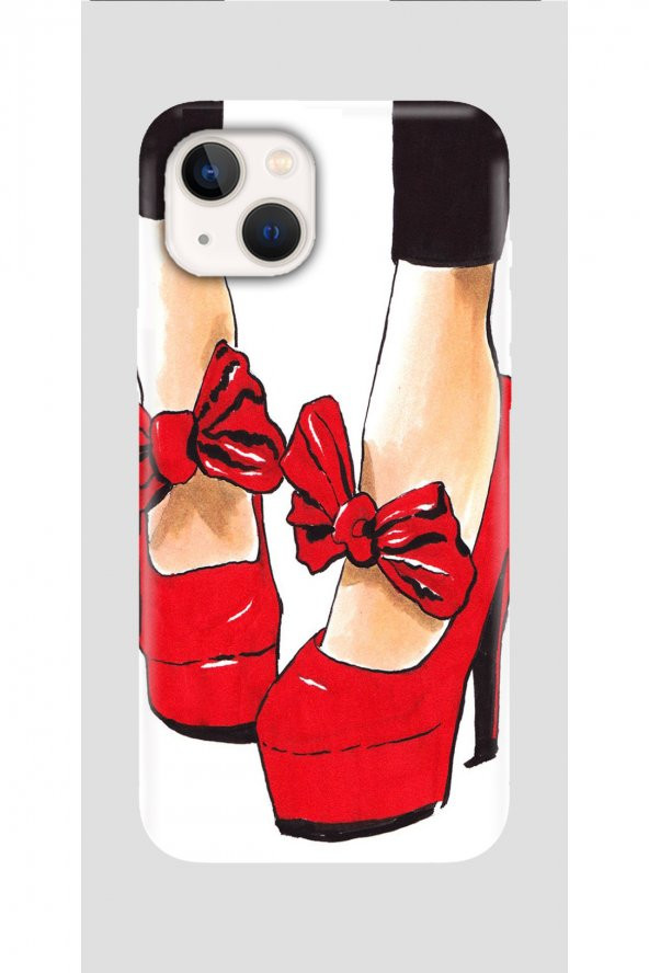 Apple iPhone 13 Mini  Kapak Silikon Baskılı Kılıf  -  Kırmızı Topuklu Ayakkabı -