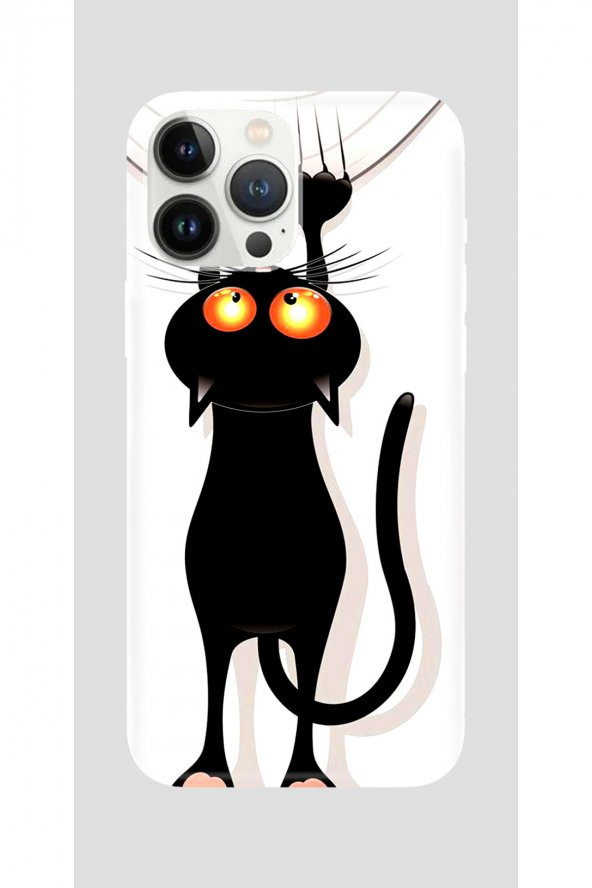 Apple iPhone 11 Pro Kapak Silikon Baskılı Kılıf  - Siyah Kedi -