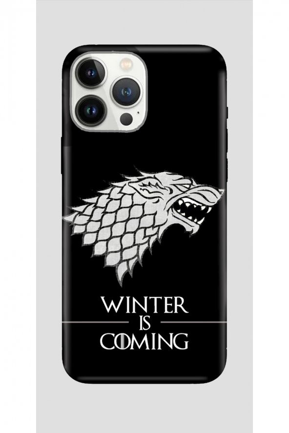 Apple iPhone 12 Pro Max Kapak Silikon Baskılı Kılıf  - Winter Wolf -