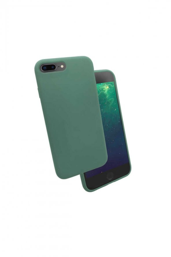 Apple Iphone 8 Plus Kılıf Zore Silk Silikon Koyu Yeşil
