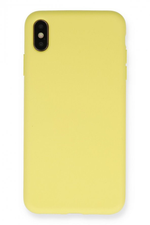 iphone XS MAX Kamera Korumalı Silikon Lansman Kılıf Sarı
