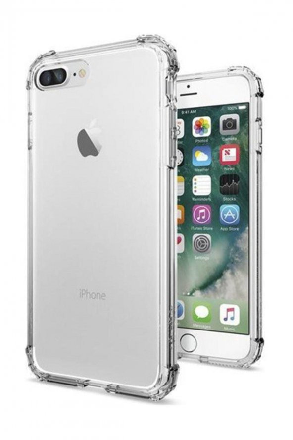 Apple Iphone 7 Plus Kılıf Antishock Silikon Köşeli Şeffaf Airbag Arka Kapak