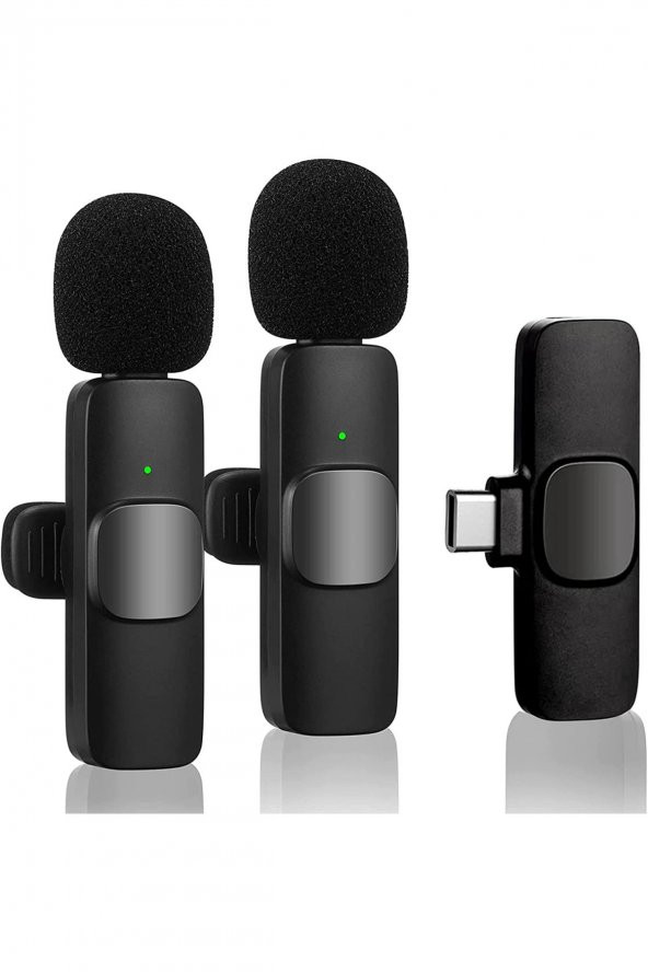 2İN1 Type-C Girişli Telefon Uyumlu Wireless Youtube Tiktok Yayın Kablosuz Yaka Mikrofonu Fm4