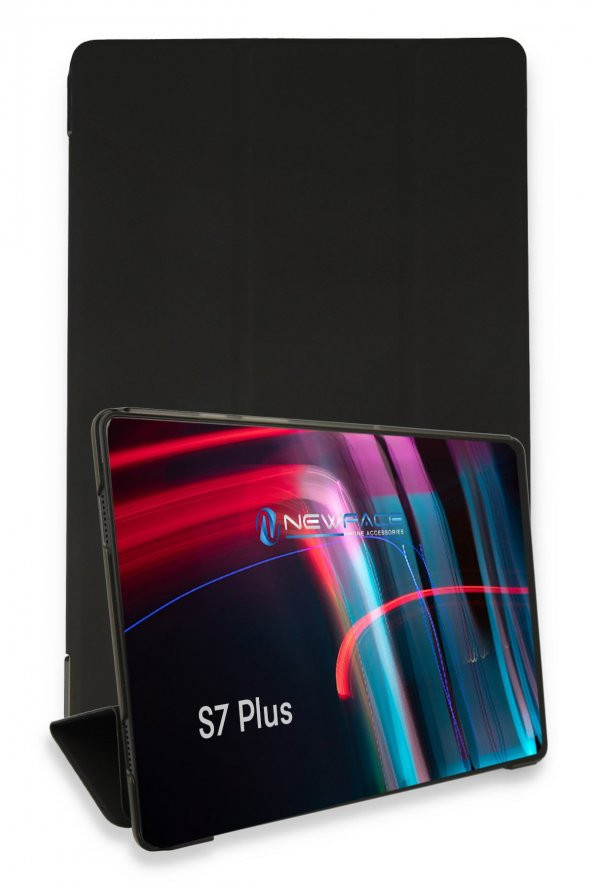 Bilişim Aksesuar Samsung Galaxy T970 Tab S7 Plus 12.4 Kılıf Tablet Smart Cover Kılıf - Siyah