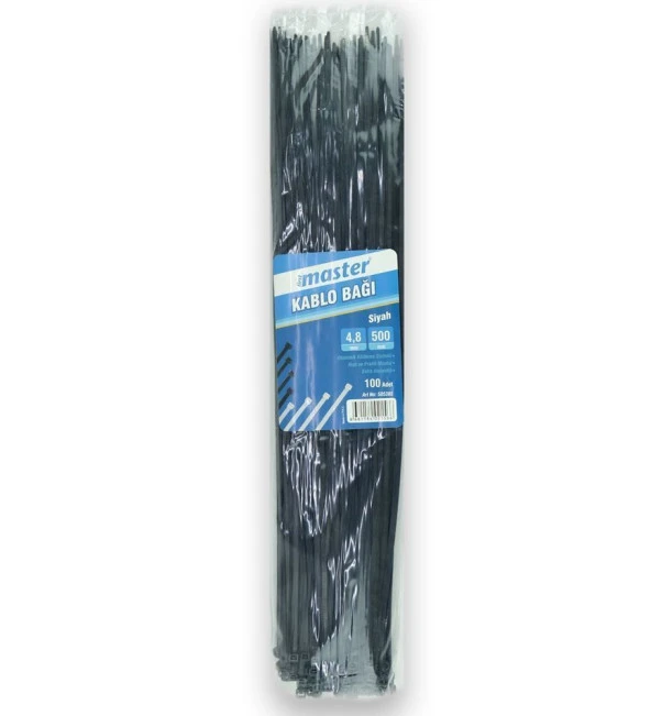 Master Kablo Bağı Plastik Cırt Kelepçe Siyah 4.8x500 mm(100'lü)