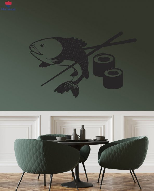 Dekorasyon Cam Duvar Sticker Asya Japon Mutfağı Suşi Balık Deniz Ürünleri Restoran Çıkartmaları