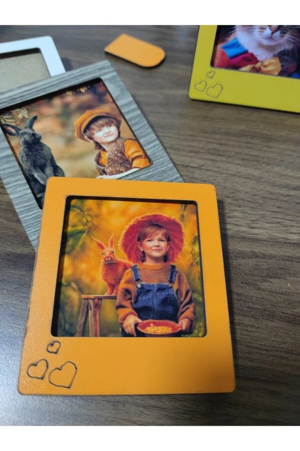 10 Adet Ahşap Renkli Çerçeve Bebek Sevgili Çerçevesi - 2