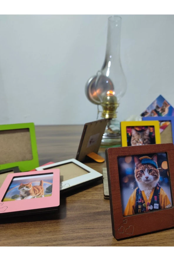 10 Adet Ahşap Renkli Çerçeve Bebek Sevgili Çerçevesi - 4