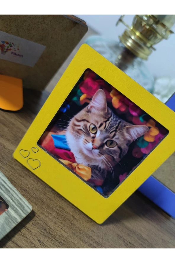 10 Adet Ahşap Renkli Çerçeve Bebek Sevgili Çerçevesi - 6