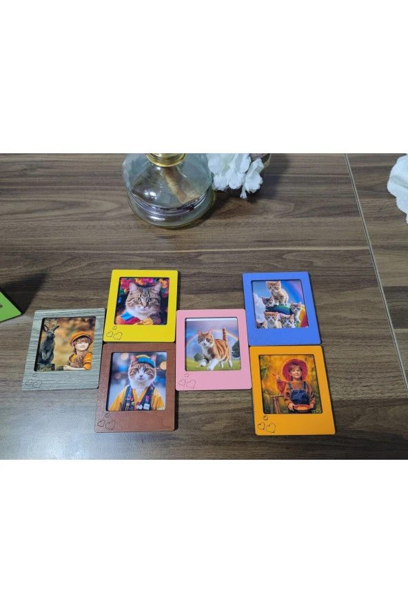 10 Adet Ahşap Renkli Çerçeve Bebek Sevgili Çerçevesi - 7