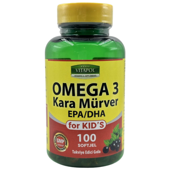 Vitapol Omega 3 Çoçuk Balık Yağı Kara Mürver 100 Softgel For Kids Çoçuklar İçin