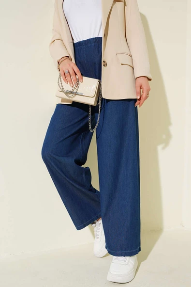 Bel Lastikli Salaş Kot Pantolon Kot - 2