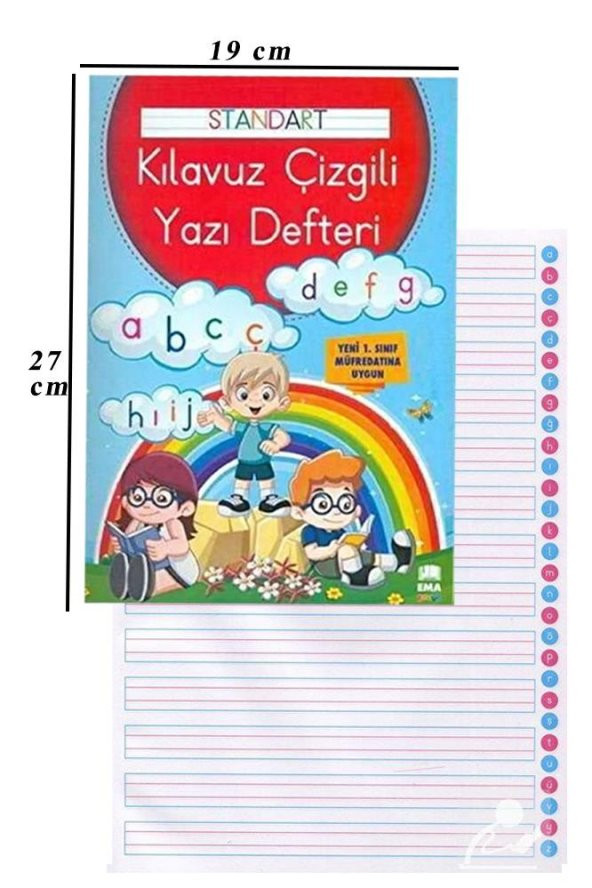 Güzel Yazı Defteri A4 Boy 19x27 cm 24 Yaprak 1 Adet Standart Çizgili Yazı Defteri Dik Temel Harflerle 1. Sınıf