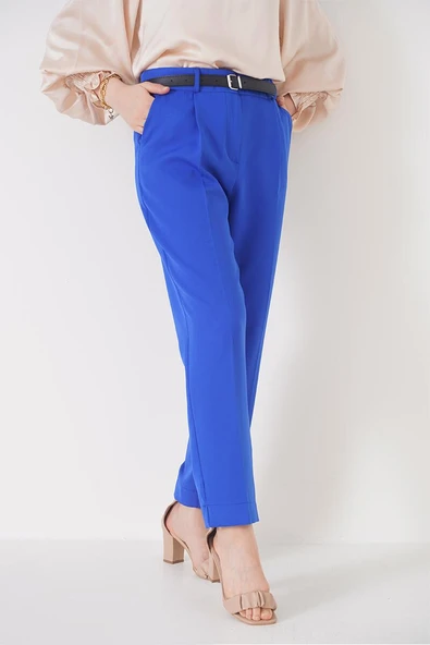 Yırtmaçlı Kemerli Saks Pantolon ürün görseli 1