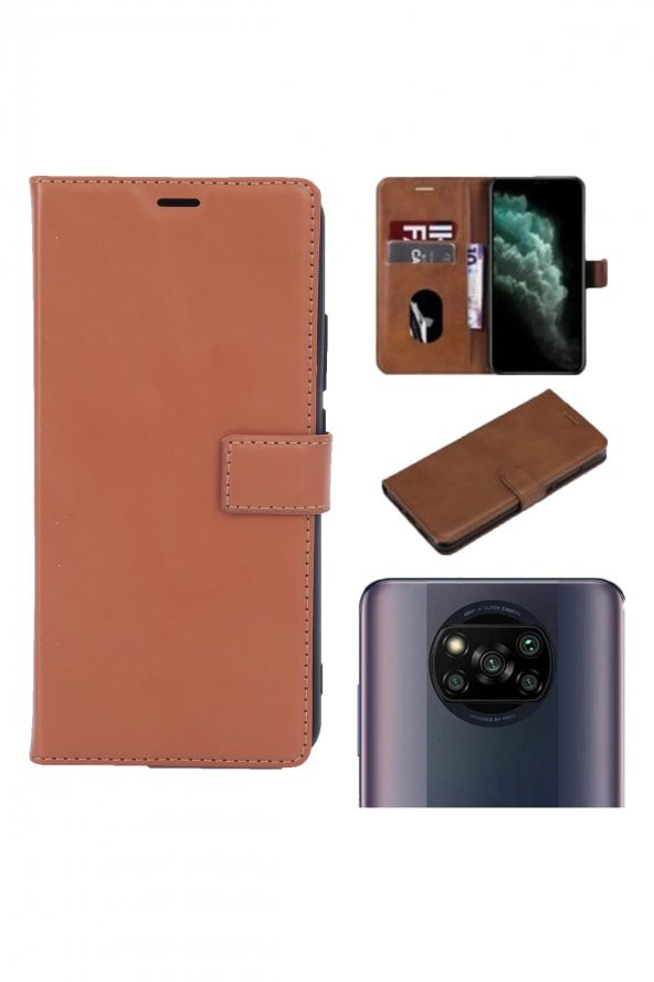 Xiaomi Poco X3 / X3 Pro Uyumlu Kamera Korumalı Cüzdanlı ve Kapaklı Kılıf - Resim 5