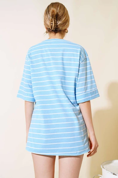 Çizgili Mavi Tshirt - Resim 3