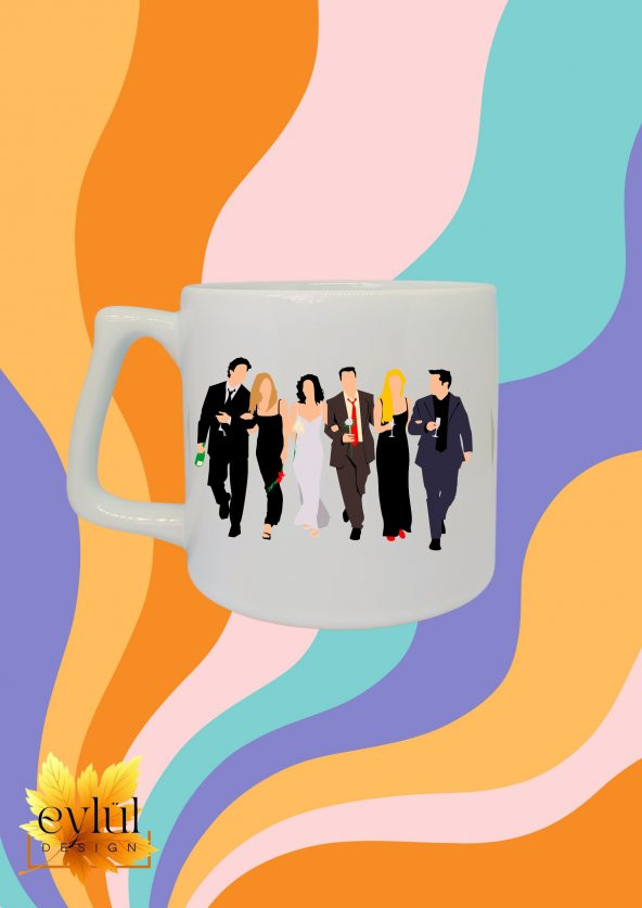 Friends Karakterler Özel Tasarım Baskılı Lüks Seramik Kupa Bardak Çay-kahve Bardağı