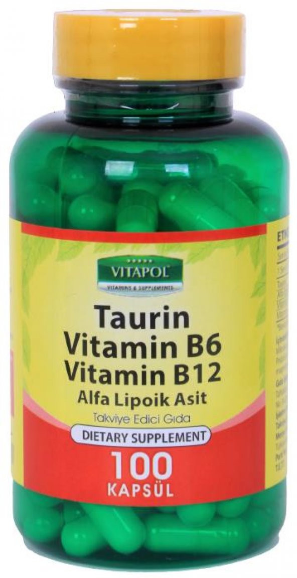 Vitapol Taurine 500 Mg Taurin 100 Kapsül Alpha Lipoic Acid Vitamin B6 Vitamin B12 Vitamini