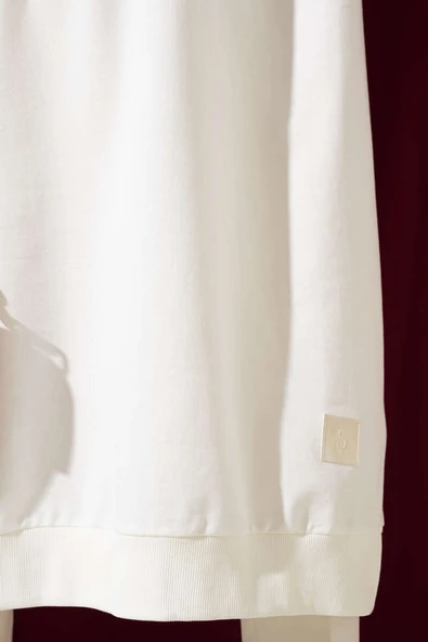 Arma Detaylı Yırtmaçlı Uzun Tunik Ekru - Resim 4