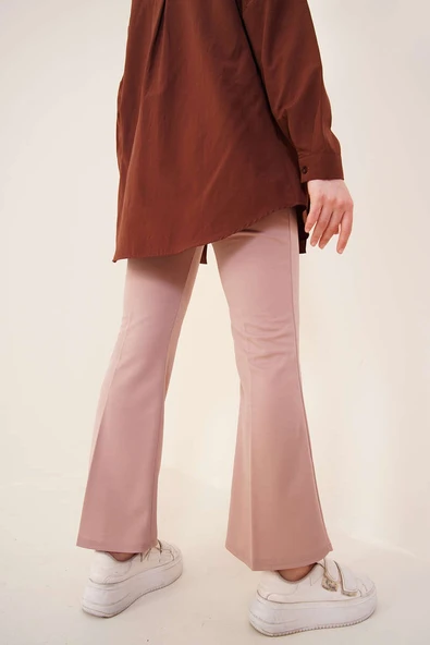 İspanyol Paça Düz Vizon Pantolon - Resim 3