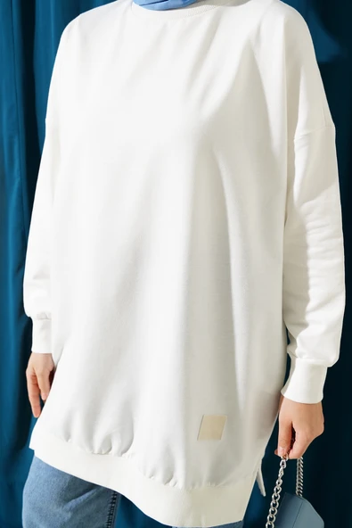 Armalı Yırtmaç Detaylı Tunik Ekru - Resim 4