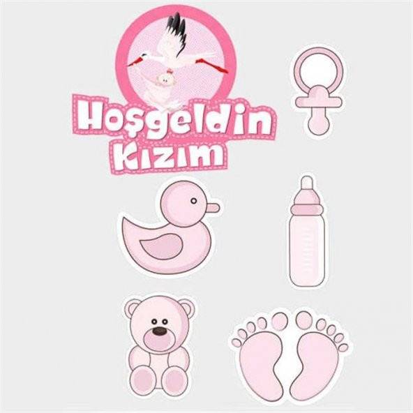 Hoşgeldin Kızım Baby Shower Sticker Etiket Seti 6 Adet (579)