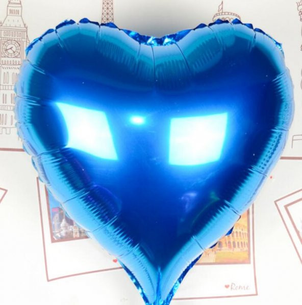 Kalp Uçan Balon Folyo Mavi 80 cm 32 inç (579)
