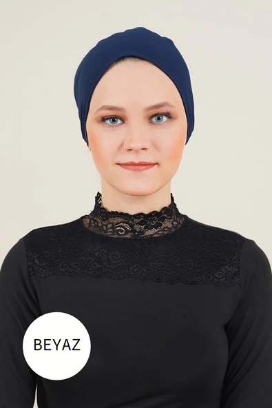 Dikişsiz Penye Beyaz Bone - Resim 3