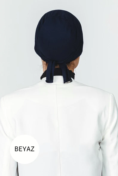 Likralı Dikişsiz Beyaz Bone - Resim 3