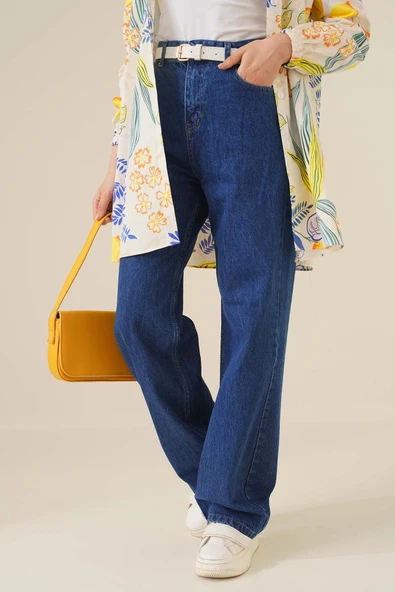 Boru Paça Orta Kot Jean Pantolon - 2