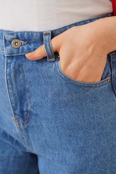 Boru Paça Açık Kot Jean Pantolon - Resim 4