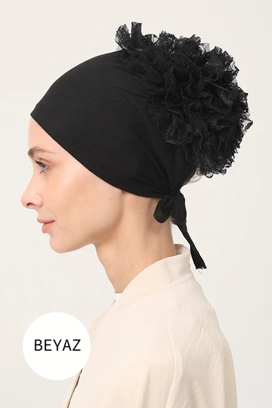 Fırfırlı Beyaz Bone - Resim 2