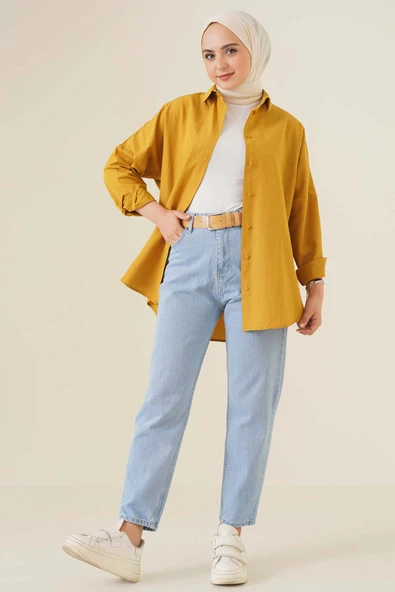 Düz Boyfriend Açık Kot Pantolon - Resim 2