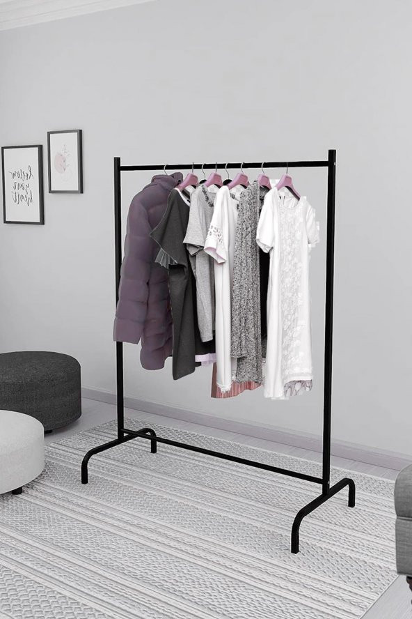 Exent Konfeksiyon Askısı Ayaklı Askılık Elbise Askılığı Siyah