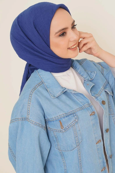 Püsküllü Model Açık Lacivert Ayrobin Eşarp