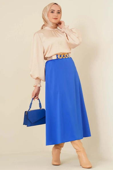 Evaze Saten Saks Etek - Resim 2