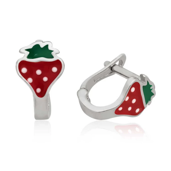 ​Lucky Life 925 Ayar Gumuss  Çilek Çocuk Küpesi