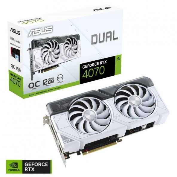 Asus Dual GeForce RTX 4070 OC DUAL-RTX4070-O12G-WHITE GDDR6X 192Bit DX12 DLSS 3 Ekran Kartı