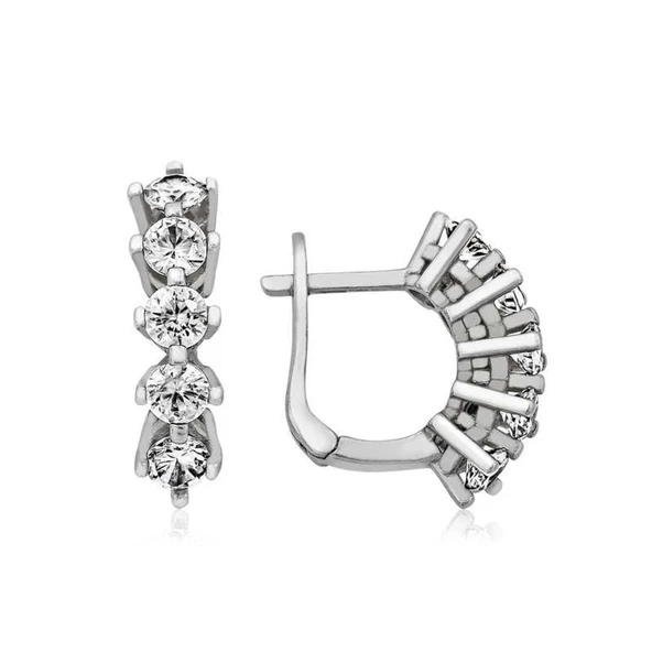Lucky Life 925 Ayar Gumuss  5 Taş Küpe