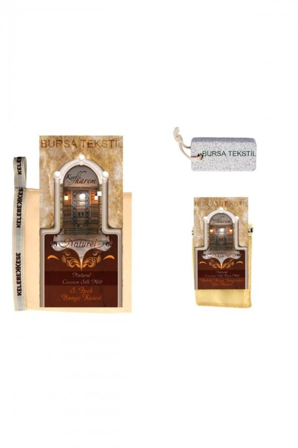 KELEBEK KESE DOĞAL İPEK 2Lİ HAMAM SETİ & BANYO KESESİ - 3